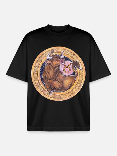 Zodiac Sign Zodiac Taurus Taurus Gift - Boxy Heavyweight Unisex Organic T-Shirt by Stanley/Stella - black