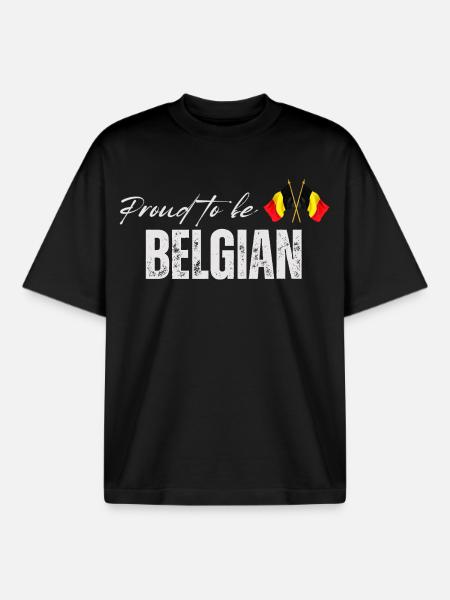 Proud Belgian, I love Belgium - Boxy Heavyweight Unisex Organic T-Shirt by Stanley/Stella - black