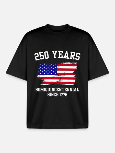 USA 250 Semiquincentennial - Boxy Heavyweight Unisex Organic T-Shirt by Stanley/Stella - black