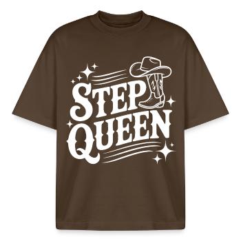 Step Queen Line Dance Cowboy Style - Boxy Heavyweight Unisex Organic T-Shirt by Stanley/Stella - mocha - Front - AI Model Male 185 light (185cm) & AI Model Female 172 dark (172cm)