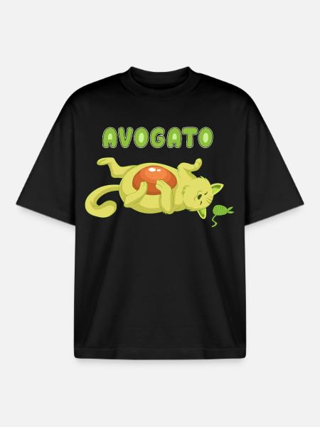 Avogato avocado Cat Shirt - Boxy Heavyweight Unisex Organic T-Shirt by Stanley/Stella - black