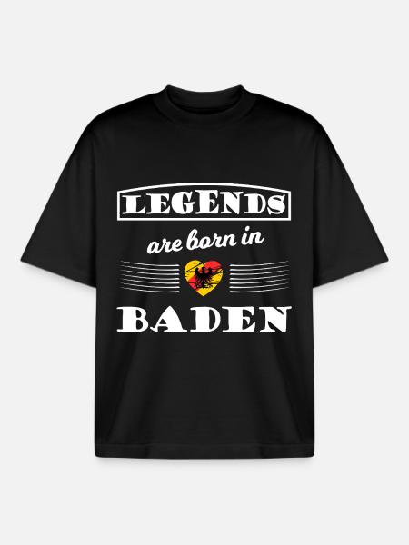 Légendes nées à Bade - T-shirt unisexe boxy épais biologique Stanley/Stella - noir