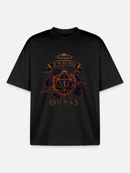 T'inquiète, j'ai un plan ! .... Ou pas ... - T-shirt unisexe boxy épais biologique Stanley/Stella - noir