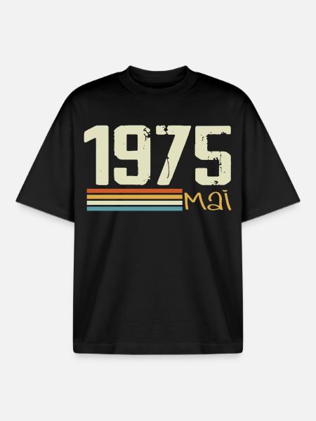 May 1975 - Boxy Heavyweight Unisex Organic T-Shirt by Stanley/Stella - black
