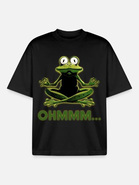 Frog in Meditation: Ohmm Zen - Boxy Heavyweight Unisex Organic T-Shirt by Stanley/Stella - black