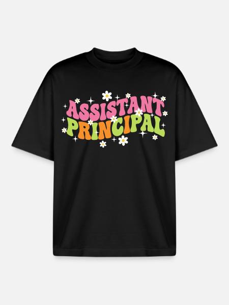 Assistant Principal Retro Groovy - Boxy Heavyweight Unisex Organic T-Shirt by Stanley/Stella - black