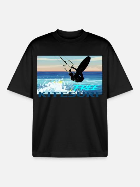 Kitesurf - Boxy Heavyweight Unisex Organic T-Shirt by Stanley/Stella - black