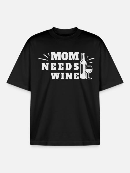 Mom Needs Wine Mother's Day Wine Lovers - Boxy Heavyweight Unisex Organic T-Shirt by Stanley/Stella - black