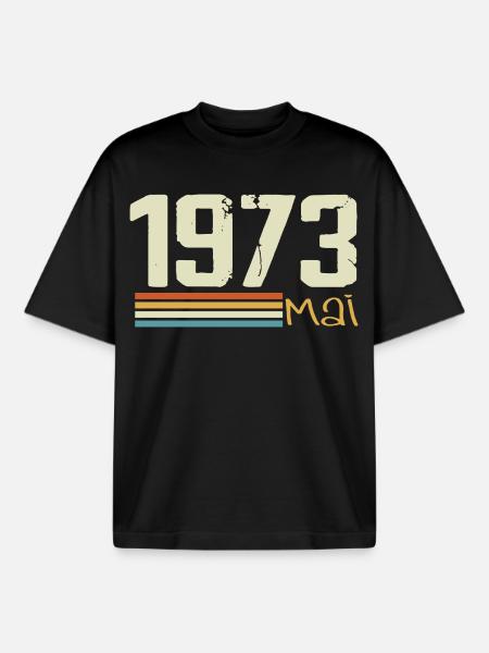 Mai 1973 - T-shirt unisexe boxy épais biologique Stanley/Stella - noir