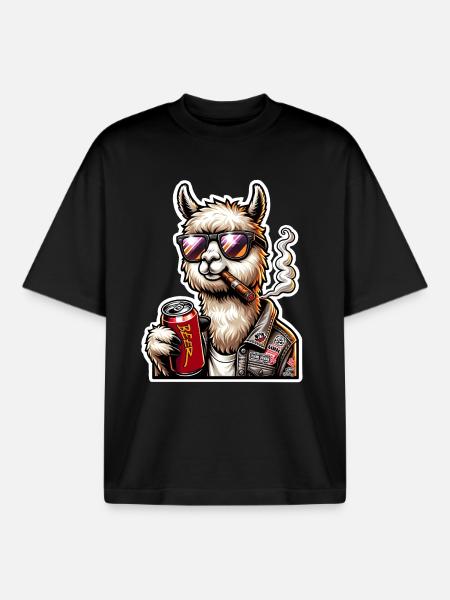 Alpaka Party Bier - Boxy Heavyweight Unisex Organic T-Shirt von Stanley/Stella - Schwarz