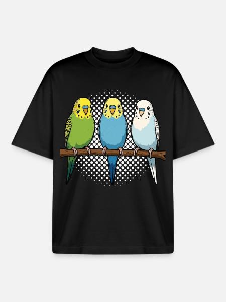 Budgerigars Budgie Owners Budgies - Boxy Heavyweight Unisex Organic T-Shirt by Stanley/Stella - black