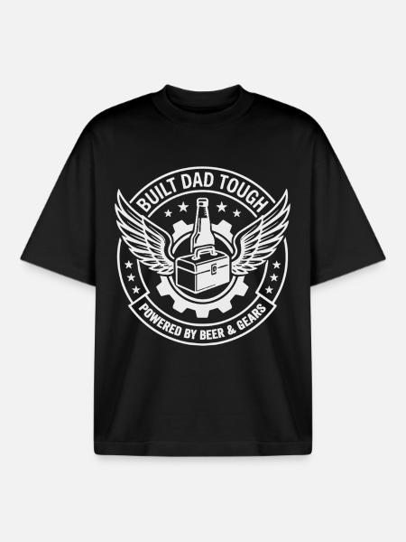 Built Dad Tough Father's Day Strength - Boxy Heavyweight Unisex Organic T-Shirt by Stanley/Stella - black