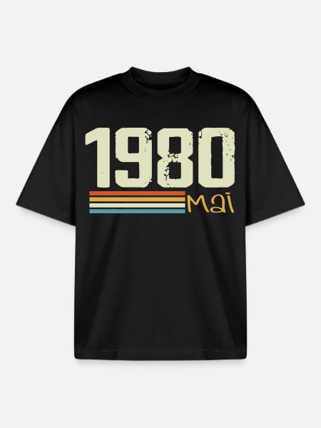 Mai 1980 - T-shirt unisexe boxy épais biologique Stanley/Stella - noir