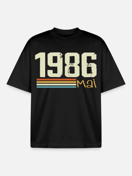 Mai 1986 - T-shirt unisexe boxy épais biologique Stanley/Stella - noir