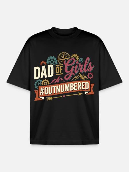 Papa des filles surpassés en nombre Papa au tournevis - T-shirt unisexe boxy épais biologique Stanley/Stella - noir