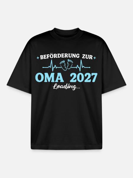 Oma 2027 Beförderung Großmutter Geschenk - Boxy Heavyweight Unisex Organic T-Shirt von Stanley/Stella - Schwarz