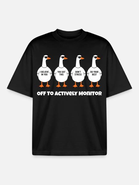Four funny ducks in single file - Boxy Heavyweight Unisex Organic T-Shirt by Stanley/Stella - black