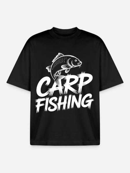 Carp Fishing Brush Design - Boxy Heavyweight Unisex Organic T-Shirt by Stanley/Stella - black