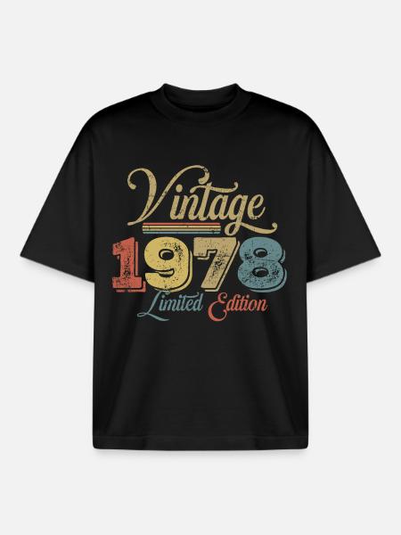 Millésime 1978 - T-shirt unisexe boxy épais biologique Stanley/Stella - noir