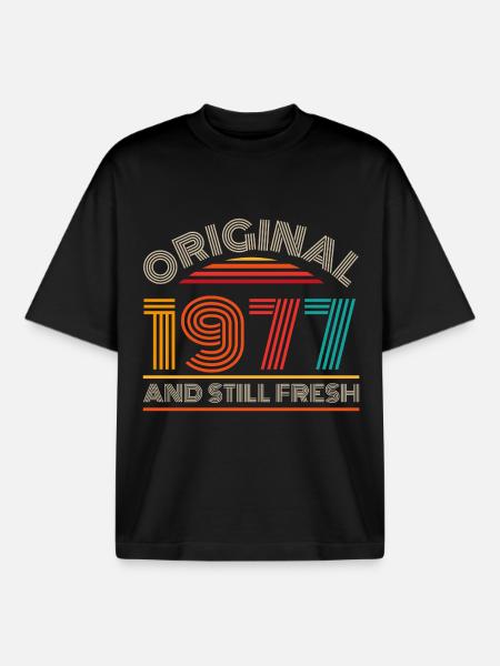 Millésime 1977 - T-shirt unisexe boxy épais biologique Stanley/Stella - noir