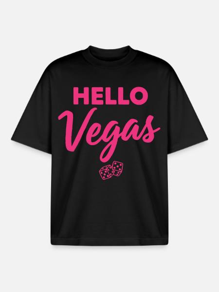 Hello Vegas Dice Pink - Boxy Heavyweight Unisex Organic T-Shirt by Stanley/Stella - black