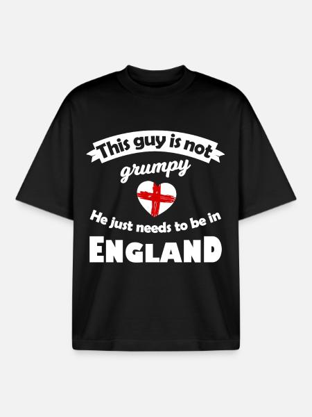 Not grumpy: He needs England - Boxy Heavyweight Unisex Organic T-Shirt by Stanley/Stella - black