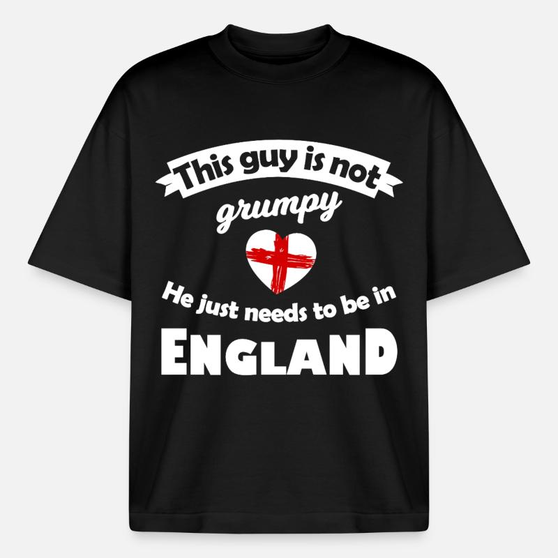 Not grumpy: He needs England - Boxy Heavyweight Unisex Organic T-Shirt by Stanley/Stella - black