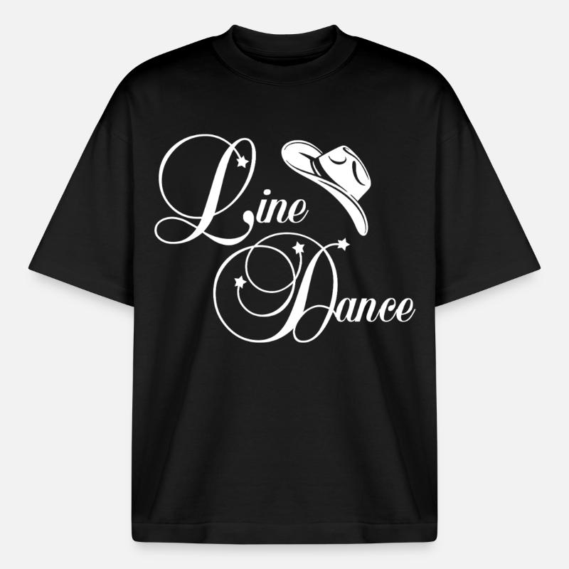 Line Dance Cowboy - Boxy Heavyweight Unisex Organic T-Shirt by Stanley/Stella - black