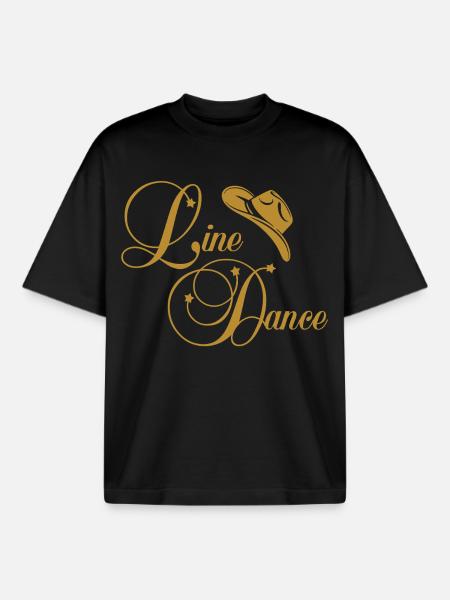 Logo or de Line Dance - T-shirt unisexe boxy épais biologique Stanley/Stella - noir