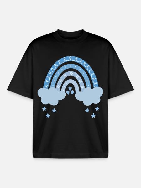 Rainbow with clouds - Boxy Heavyweight Unisex Organic T-Shirt by Stanley/Stella - black