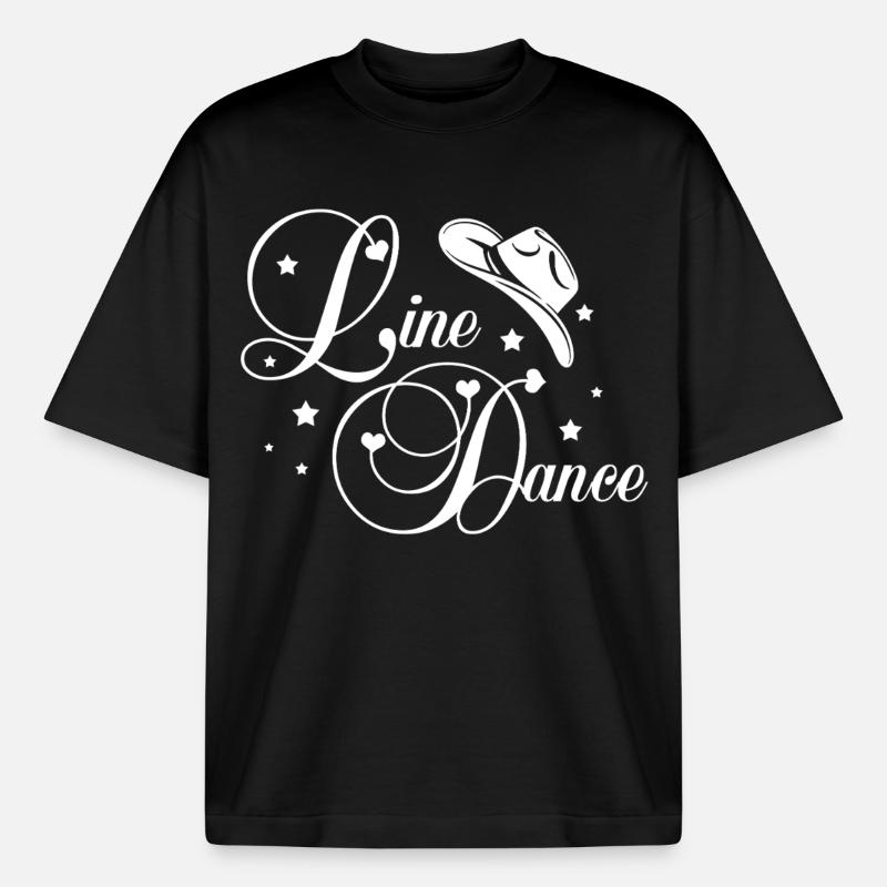 Line Dance Script - Boxy Heavyweight Unisex Organic T-Shirt by Stanley/Stella - black