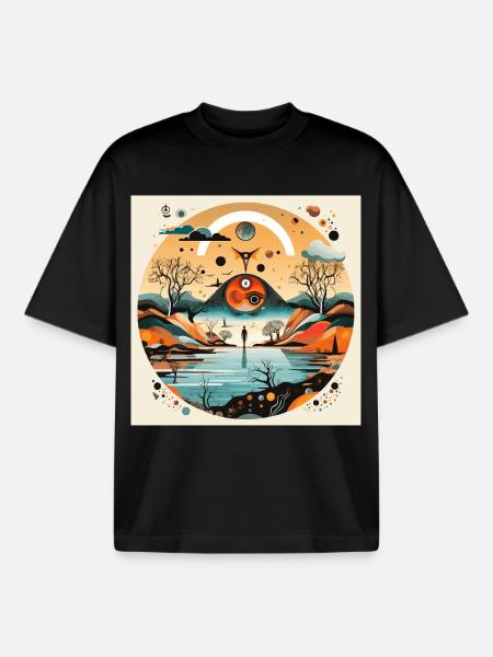 Circle Landscape of the Eyes - Boxy Heavyweight Unisex Organic T-Shirt by Stanley/Stella - black