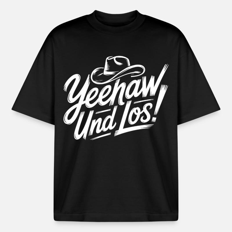 Yeah and Los! Western Script - T-shirt unisexe boxy épais biologique Stanley/Stella - noir