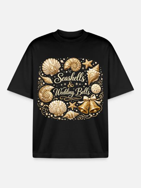Seashells & Wedding Bells – Maritimer JGA - Boxy Heavyweight Unisex Organic T-Shirt von Stanley/Stella - Schwarz