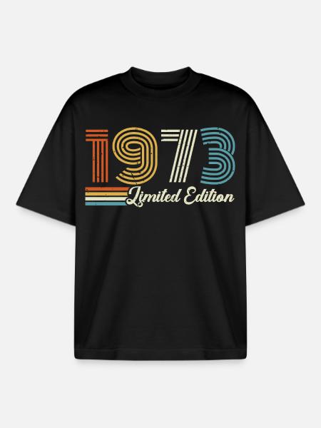 53rd birthday 1973 Born 1973 - Boxy Heavyweight Unisex Organic T-Shirt by Stanley/Stella - black
