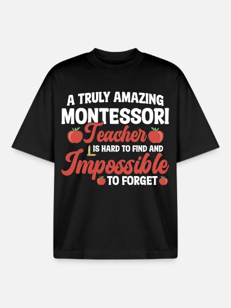 Montessori-Methode-Schulmitarbeiter Montessori - Boxy Heavyweight Unisex Organic T-Shirt von Stanley/Stella - Schwarz