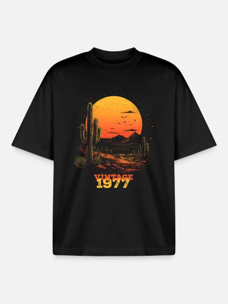 Millésime 1977 - T-shirt unisexe boxy épais biologique Stanley/Stella - noir