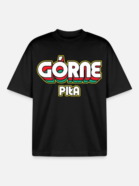 Górne Piła. Retro District Name - Boxy Heavyweight Unisex Organic T-Shirt by Stanley/Stella - black