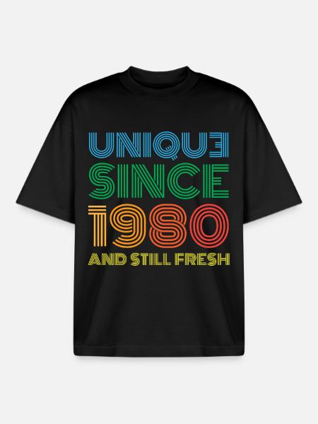 Millésime 1980 - T-shirt unisexe boxy épais biologique Stanley/Stella - noir