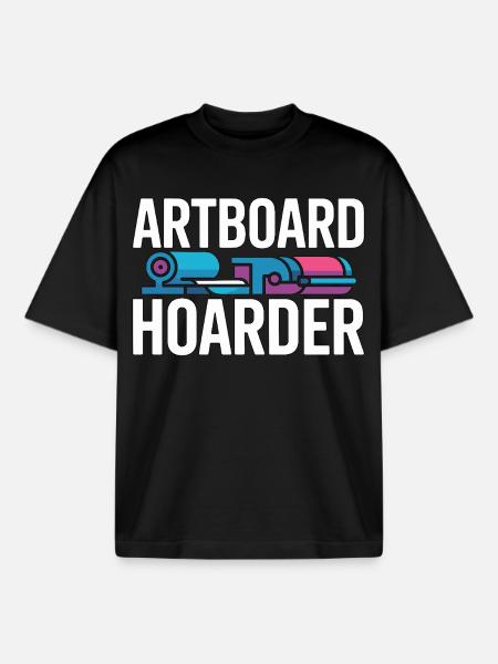 Print Designer Artboard Hoarder Creative Designer - Boxy Heavyweight Unisex Organic T-Shirt by Stanley/Stella - black