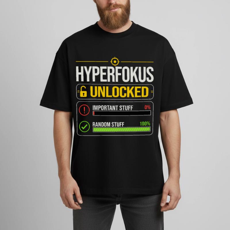 Hyperfocus Unlocked Gaming ADHD Boxy Heavyweight Unisex Organic T-Shirt by Stanley/Stella
