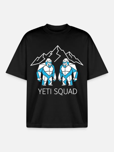 Yeti Squad Geometric Bigfoot Mountain - Boxy Heavyweight Unisex Organic T-Shirt by Stanley/Stella - black