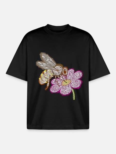 Zentangle Bee - T-shirt unisexe boxy épais biologique Stanley/Stella - noir