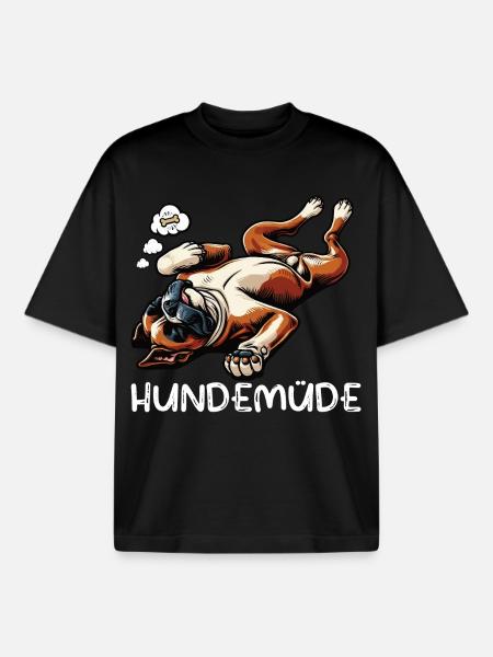 Hundemüde Boxer Boxerhalter Boxerhund Boxerhunde - Boxy Heavyweight Unisex Organic T-Shirt von Stanley/Stella - Schwarz