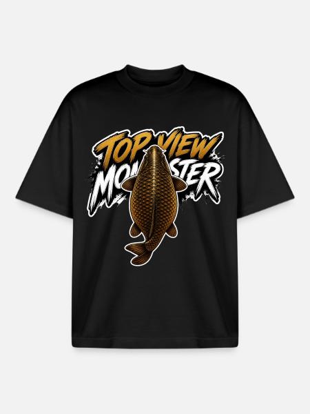 Vogelperspektive Monsterkarpfen – Kräftiges Angeldesign - Boxy Heavyweight Unisex Organic T-Shirt von Stanley/Stella - Schwarz
