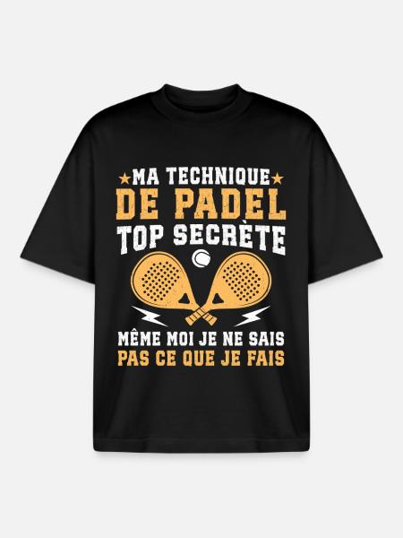 ma technique de padel - T-shirt unisexe boxy épais biologique Stanley/Stella - noir