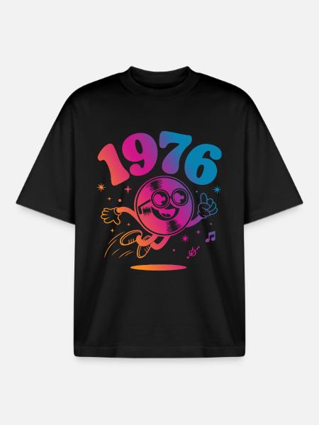 Millésime 1976 - T-shirt unisexe boxy épais biologique Stanley/Stella - noir