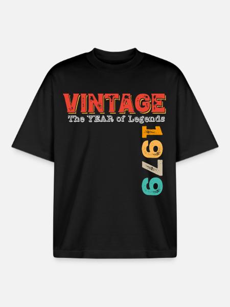 Millésime 1979 - T-shirt unisexe boxy épais biologique Stanley/Stella - noir