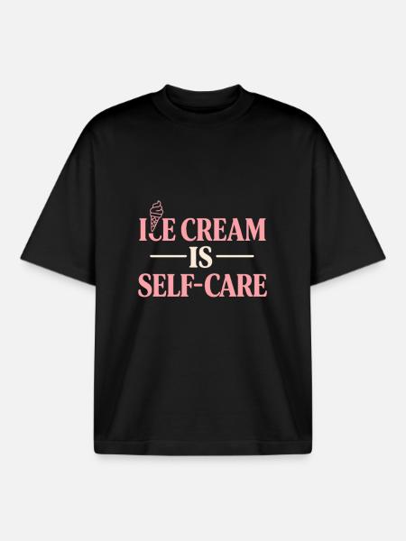 Eiscreme ist Selbstfürsorge - Boxy Heavyweight Unisex Organic T-Shirt by Stanley/Stella - black