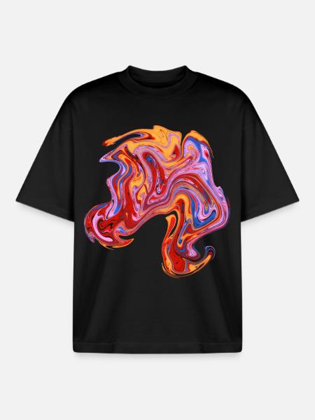 Farbwirbel Neon-Muster - Boxy Heavyweight Unisex Organic T-Shirt von Stanley/Stella - Schwarz
